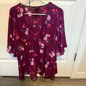 Torrid Women's Burgundy Floral Blouse
